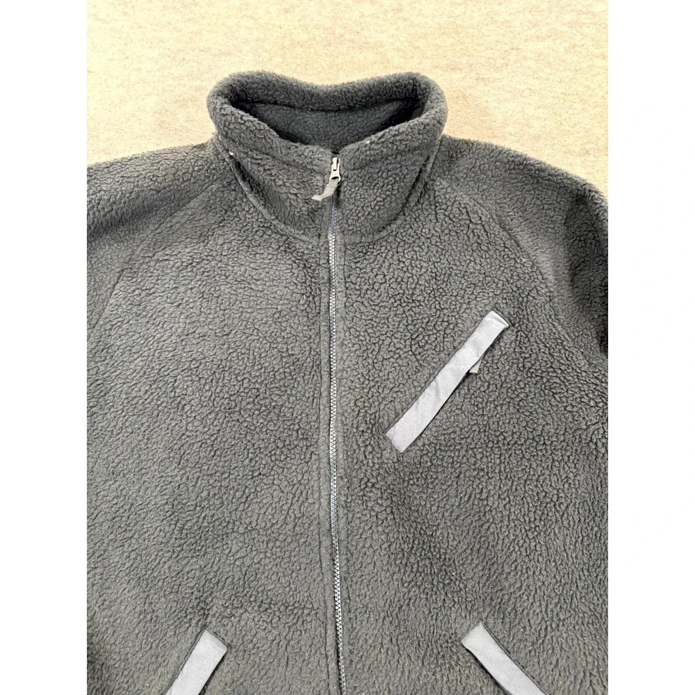 The North Face Mens XL Black Sherpa Fleece Jacket Full Zip High Neck Cinch Hem